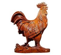 Sculpture de Table en Bois - Sculpture de Richesse - Grand Coq - Décoration d'animal du Zodiaque - Sculpture pour Salon, Meuble TV, décoration de Cadeau de Collection