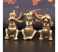 Sculpture de Table en cuivre Pur, Figurines de Trois singes, ne Dites Pas, n'écoutez Pas, ne voyez Pas, Ornements artisanaux Feng Shui, décorations Antiques