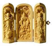 Sculpture de Table en Forme de Bouddha méditant pour décoration, Ornement en buis, Bouddha de médecine Shakyamuni Amitabha, Bouddhisme Religieux, Feng Shui, Trois boîtes Ouvertes, décoration