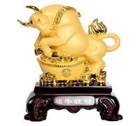 Sculpture de Table en Forme de bœuf du Zodiaque - Décoration de Vache - Statue de Taureau en résine - Big Wall Street - Sculpture de Taureau féroce - Décoration de Mascotte d'étude pour Salon - C