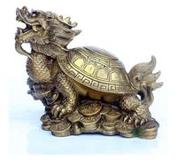 Sculpture de table en forme de tortue dragon Feng Shui, décoration Feng Shui, statue de tortue dragon en cuivre pur, ornements, pièces chinoises et lingot pour la richesse et la prospérité, cadeau, 14
