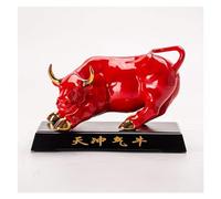 Sculpture de Table Feng Shui Richesse Vache Statue Figurines Décorations pour, Céramique La Trace Or Red Bull Vache Statue Sculpture Animale, Big Wall Street Zodiaque Vache Taureau Bœuf Statue, 7,9 cm