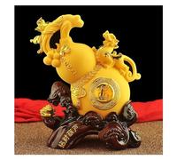 Sculpture de Table Fengshui - Décoration de Gourde Porte-Bonheur - Cadeau d'ouverture - Statue en résine dorée - Attire la Richesse et la Bonne Chance - Décoration de Sculpture de prospérité
