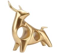 Sculpture de taureau doré en résine creuse - Statue de taureau FengShui porte-bonheur pour décoration de bureau, maison