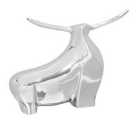 Sculpture de taureau en aluminium argenté brillant 37 x 44 x 17 cm avec incrustations décoratives pour salon, chambre à coucher, bureau, objet d'art moderne et décoration élégante