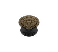 Sculpture de Temple Antique avec Visage de Dieu Soleil Maya PopSockets PopGrip Adhésif