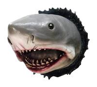 Sculpture de trophée murale de requin | Art mural de la tête de requin en résine réaliste | Décoration de la statue de prédateurs réalistes pour la maison, chambre, salon, salle