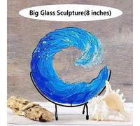 Sculpture de vagues de l'océan, décoration de bureau, ornements de vagues bleues, art de l'océan, sculptures en verre de l'océan