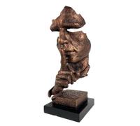 Sculpture de Visage Abstraite, Statue du penseur/Garder Le Silence/Le Silence est Une Figurine dorée pour la Maison et Le Bureau (cuivre)
