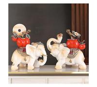 Sculpture Deco Elephant, Elephant Deco Statue, Feng Shui Deco Sculptures, Wealth, Lucky Collector Figure, for Windowsill Bedroom Flat, Upward Directed Trunk,White Elephant