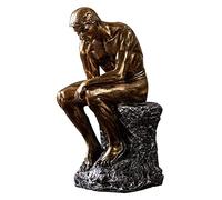 Sculpture Décoration de Table Statue de Contemplation Profonde Figurines de penseurs Statue en Bronze, Sculpture en résine, décorations artistiques de Bureau (Couleur : Bronze)