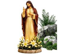 Sculpture décorative d'extérieur en résine avec éclairage LED | Sculpture Sainte Mère Marie pour jardin, jardin, terrasse, balcon, pelouse, église