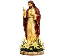 Sculpture décorative en résine avec lumière LED | Figurine Sainte Mère Marie pour église, jardin, pelouse, terrasse, balcon, cour