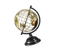 Sculpture Des Globes Du Monde Des Métaux Modernes Avec Un Cadre Ouvert Et Une Base D'or Pour La Décoration Du Bureau À Domicile