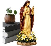 Sculpture d'extérieur en résine décorative avec éclairage LED | Sculpture Sainte Mère Marie pour jardin, jardin, terrasse, balcon, pelouse, cour