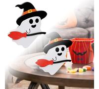 Sculpture d'Halloween, Décoration de bureau d'Halloween parfaite pour une utilisation à l'intérieur de la maison Ornement en bois festif pour la saison et l'amélioration (White, 13. 5x13cm)