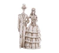Sculpture d'Halloween, Statue squelette mariée et marié en résine Statue squelette de collection pour le Jour des morts Halloween Mariage Cimetière gothique mexicain Étagère Table (White, 8x15cm)