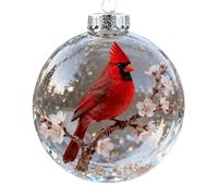 Sculpture d'oiseau naturel rond en acrylique transparent à suspendre pour sapin de Noël, décoration de maison, cadeau de vacances, boules en acrylique