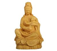 Sculpture en Bois de buis, Figurines décoratives, Cadeau Artistique, Bouddha en Bois, Statue de bébé Guan Yin, Sculpture Artisanale, décoration de la Maison