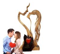 Sculpture en bois romantique-Ornementation des amants abstraits "Amour éternel", art des baisers faits à la main | Décoration de l'anniversaire élégante, décoration de table pour la Saint-Valentin, ca