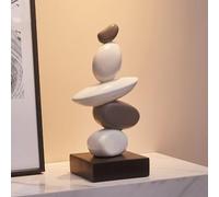 Sculpture en grès simulé pour décoration de salon, sculptures modernes en résine pour table basse, statue blanche et grise pour étagère, décoration de bibliothèque, cadeaux pour bonne chance, santé