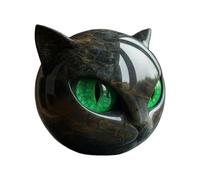 Sculpture En Pierre De Chat En Résine - Figurine De Tête De Chat Élégante Avec Yeux Verts | Sculpture Animalière Moderne En Résine Avec Texture Marbrée Et Yeux Ambrés Pour Les Décorations De La Maison