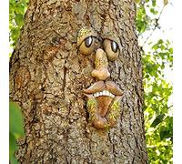 Sculpture en résine 3D d'un vieil homme arbre avec visage, décorations de cour artistiques, sculpture amusante de visage d'homme âgé, décoration de jardin sauvage de visage d'arbre