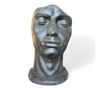 Sculpture faciale masculine - Jardin, terrasse, entrée - Robuste et esthétique - Visage endormi en béton coulé - 125x77x50 cm