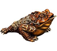 Sculpture Figurines Crapaud doré à Trois Pattes Décoration Porte-Bonheur en cuivre Pur Feng Shui Grenouille d'argent Mascotte Magasin à Domicile Caissier Décoration de Bureau Cadeau