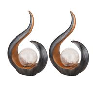 Sculpture Lampes solaires d'extérieur à poser LED Lampe solaire de jardin courbe changeant de couleur, plastique verre, 1x RGB LED rechargeable, H 33,5 cm, lot de 2