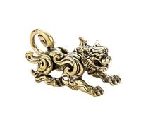 Sculpture miniature en laiton massif Kylin traditionnelle chinoise - Figurine de créature de dieu antique - Décoration de bureau - Cadeau traditionnel Kylin