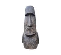 Sculpture Moai env. 120 cm Statue Rapa-Nui en pierre de sable volcanique Figurine de décoration de jardin Île de Pâques Tête Gris