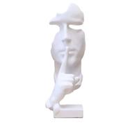 Sculpture moderne et simple The Thinker Statue, le silence est doré, statues et figurines pour décoration de bureau ou de maison (Blanc)