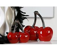 Sculpture moderne rouge cerise dOUBLE en céramique rouge/argenté 21 cm