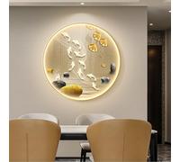 Sculpture murale 3D avec éclairage LED, décoration murale luxueuse en forme de poisson, lampe murale ronde pour salon, entrée, bureau(A,50cm)