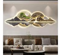 Sculpture murale 3D avec lumière LED - Décoration orientale moderne, design traditionnel en pin - Œuvre d'art à suspendre pour la décoration de la maison