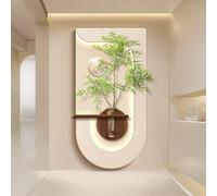 Sculpture murale 3D avec lumière LED - Peinture murale décorative en grès pour chambre à coucher et entrée