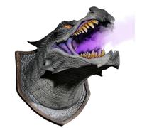 Sculpture murale 3D en forme de tête de dragon avec lumières LED, sculpture murale fantaisie, décoration de chambre, décoration d'Halloween pour la maison
