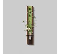Sculpture Murale 3D Grès Texturé，Éclairage LED Horloge Vase Intégré Style Luxueux Déco Entrée Salon(D,15 * 100CM *39.4IN)