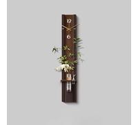 Sculpture Murale 3D Grès Texturé，Éclairage LED Horloge Vase Intégré Style Luxueux Déco Entrée Salon(E,15 * 100CM *39.4IN)