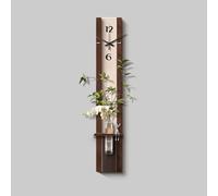 Sculpture Murale 3D Grès Texturé，Éclairage LED Horloge Vase Intégré Style Luxueux Déco Entrée Salon(A,15 * 100CM *39.4IN)