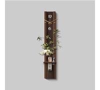 Sculpture Murale 3D Grès Texturé，Éclairage LED Horloge Vase Intégré Style Luxueux Déco Entrée Salon(B,15 * 100CM *39.4IN)