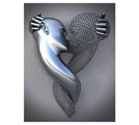 Sculpture murale abstraite en métal - Effet 3D - Fil d'acier - Peinture sur toile pour décoration d'intérieur moderne