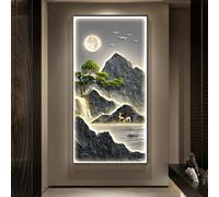 Sculpture murale décorative 3D à LED - Art créatif de paysage avec alimentation électrique pour salon moderne et décoration d'entrée