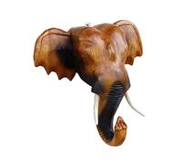 AWHAO Sculpture Murale d'éléphant Tête d'éléphant Décoration Murale Durable Collection décorative en Bois Sculpture à Suspendre Multi-usages pour Fond de, 10 Pouces