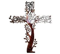 Sculpture murale en forme de croix d'arbre - Décoration murale en métal - Silhouette murale rétro 3D - Œuvre d'art à suspendre pour la décoration de la maison, décoration unique de l'espace de vie