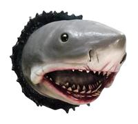 Sculpture murale en forme de trophée de requin - Art mural en résine, décoration de tête de requin | Grande statue blanche effrayante pour salon, couloir, chambre à coucher, affichage d'animaux