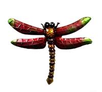 Sculpture murale en métal en forme de libellule pour jardin, terrasse et utilisation en intérieur, pièce d'art en fer améliorant les murs et les espaces de vie (rouge)