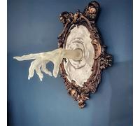 Sculpture murale fantôme dans le miroir d'halloween, main du diable d'horreur, Statue artisanale lumineuse en résine, cadre Photo créatif pour la maison A