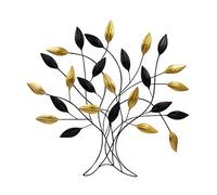 Sculpture murale moderne Arbre de vie Noir/doré 60 x 58 cm